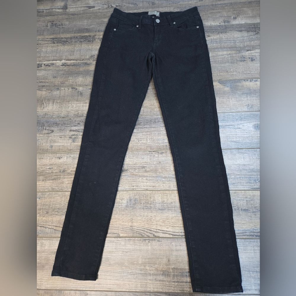 Paige Black Peg Super Skinny Jeans Size 26 Stretchy Mid Rise Denim